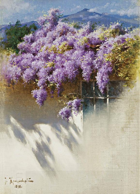 Antonio Mancini Wisteria in bloom China oil painting art
